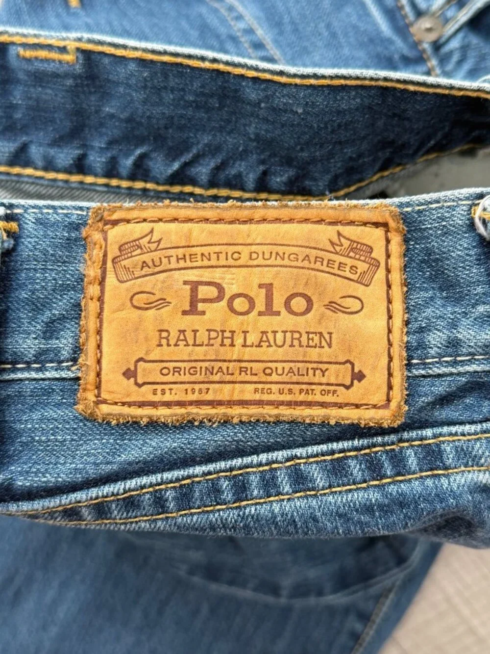 Polo Ralph Lauren Mens Size 38x32 Jeans Blue Straight Leg Denim Vintage